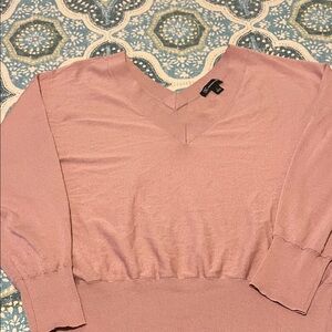 INC International Concepts Pink V-Neck Sweater Size Large Cropped